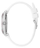 Guess Sparkling Silver Dial White Rubber Strap Watch For Women - GW0032L1 Authentic Buy Shop Now
