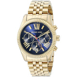 Michael Kors Lexington Chronograph Blue Dial Gold Steel Strap Watch For Women - MK6206 Authentic Buy Shop Now