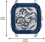 Fossil Inscription Automatic Skeleton Blue Dial Brown Leather Strap Watch for Men - BQ2571 Authentic Buy Shop Now
