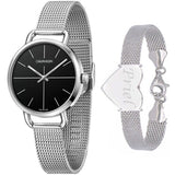 Calvin Klein Even Black Dial Silver Mesh Bracelet Watch for Women - K7B23121 Authentic Buy Shop Now