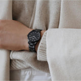 Daniel Wellington Iconic Link Ceramic Black Dial Black Steel Strap Watch For Women - DW00100414 Authentic Buy Shop Now