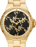 Michael Kors Lennox Quartz Black Dial Gold Steel Strap Watch For Women - MK7404 Authentic Buy Shop Now