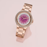 Michael Kors Camille Analog Pink Dial Rose Gold Steel Strap Watch for Women - MK7340 Authentic Buy Shop Now