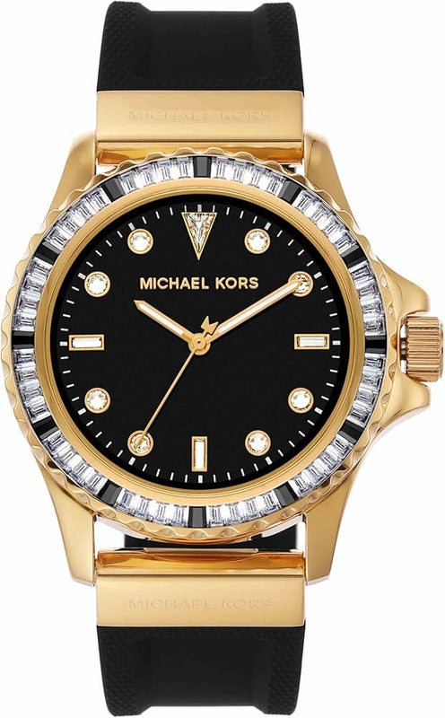 Michael Kors Everest Three-Hand Crystals Black Dial Black Rubber Strap Watch for Women - MK7440 Authentic Buy Shop Now