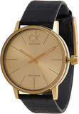 Calvin Klein Post Minimal Rose Gold Dial Black Leather Strap Watch For Men - K7622201 Authentic Buy Shop Now