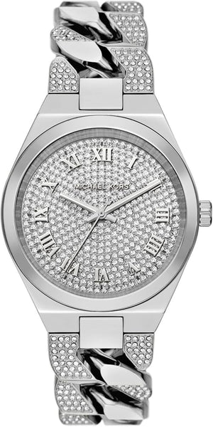 Michael Kors Lennox Pave Three-Hand Crystals Silver Dial Silver Steel Strap Watch for Women - MK7488 Authentic Buy Shop Now