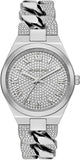 Michael Kors Lennox Pave Three-Hand Crystals Silver Dial Silver Steel Strap Watch for Women - MK7488 Authentic Buy Shop Now