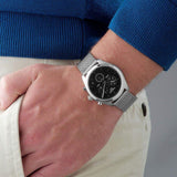 Tissot PR 100 Chronograph Black Dial Silver Mesh Bracelet Watch For Men - T101.417.11.051.01 Authentic Buy Shop Now