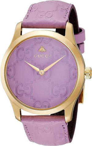 Gucci G Timeless Quartz Lilac Dial Lilac Leather Strap Watch For Women - YA1264098 Authentic Buy Shop Now