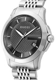 Gucci G Timeless Black Dial Silver Steel Strap Watch For Men - YA126402 Authentic Buy Shop Now