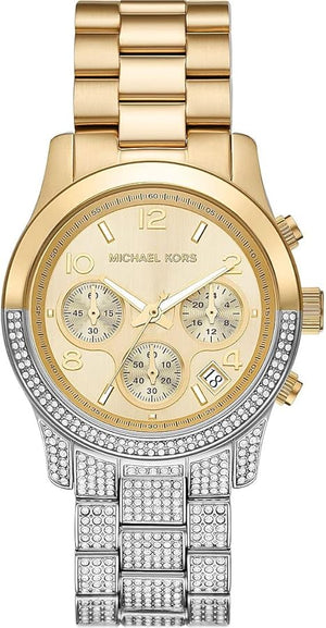 Michael Kors Runway Chronograph Gold Dial Two Tone Steel Strap Watch For Women - MK7329 Authentic Buy Shop Now