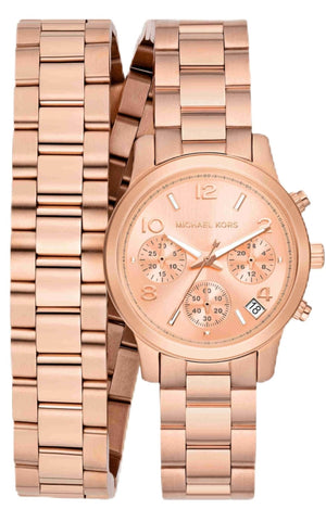 Michael Kors Runway Chronograph Analog Rose Gold Dial Rose Gold Steel Strap Watch for Women - MK7453 Authentic Buy Shop Now