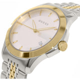 Gucci G Timeless Silver Dial Two Tone Steel Strap Watch For Men - YA126409 Authentic Buy Shop Now
