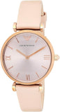 Emporio Armani Gianni T-Bar Quartz Rose Gold Dial Pink Leather Strap Watch For Women - AR11001 Authentic Buy Shop Now