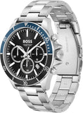 Hugo Boss Troper Chronograph Black Dial Silver Steel Strap Watch For Men - 1514101 Authentic Buy Shop Now