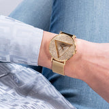 Guess Iconic Diamonds Gold Dial Gold Mesh Bracelet Watch For Women - GW0477L2 Authentic Buy Shop Now