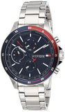 Tommy Hilfiger Bank Chronograph Blue Dial Silver Steel Strap Watch for Men - 1791718 Authentic Buy Shop Now
