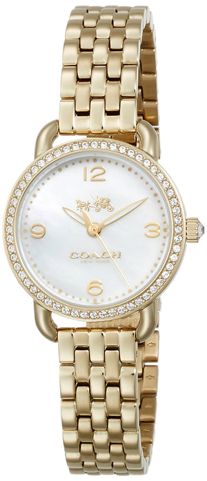 Coach Delancey Mother of Pearl Dial Gold Steel Strap Watch for Women - 14502478 Authentic Buy Shop Now