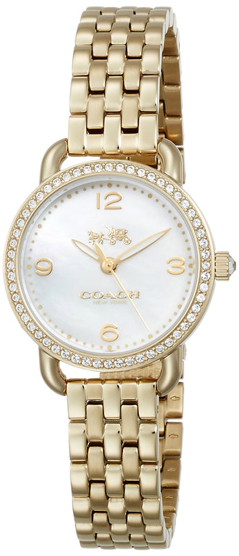 Coach Delancey Mother of Pearl Dial Gold Steel Strap Watch for Women - 14502478 Authentic Buy Shop Now
