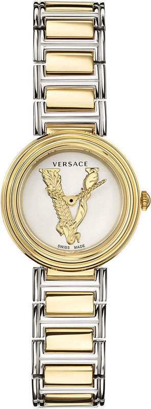 Versace Virtus Quartz White Dial Two Tone Steel Strap Watch For Women - VET300721 Authentic Buy Shop Now