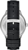 Michael Kors Sage Three-Hand Mother of Pearl White Dial Black Leather Strap Watch for Women - MK4821 Authentic Buy Shop Now