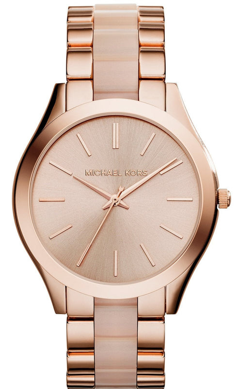 Michael Kors Slim Runway Rose Gold Dial Two Tone Steel Strap Watch for Women - MK4294 Authentic Buy Shop Now