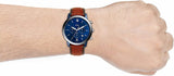 Fossil Neutra Chronograph Blue Dial Brown Leather Strap Watch for Men - FS5791 Authentic Buy Shop Now