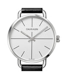 Calvin Klein Even Silver Dial Black Leather Strap Watch for Men - K7B211CY Authentic Buy Shop Now