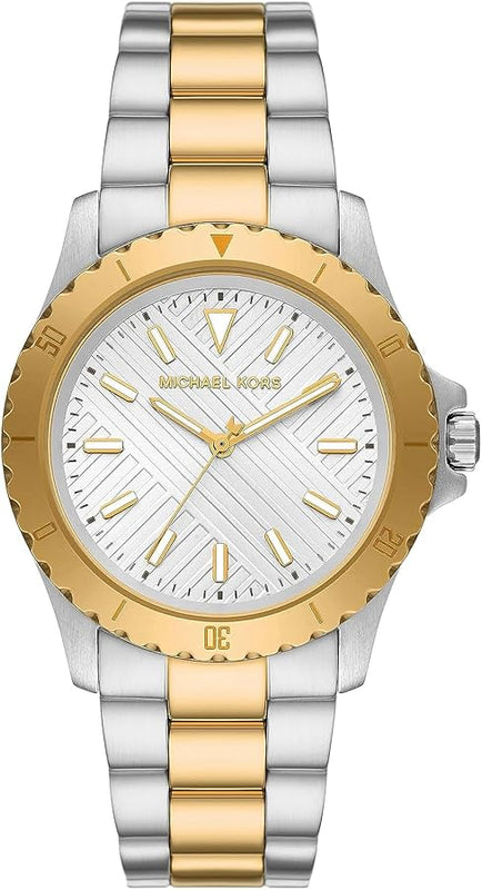 Michael Kors Everest Three Hand Silver Dial Two Tone Steel Strap Watch For Men - MK9141 Authentic Buy Shop Now