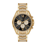 Michael Kors Whitney Chronograph Black Dial Gold Steel Strap Watch for Women - MK7224 Authentic Buy Shop Now