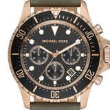 Michael Kors Everest Analog Black Dial Green Leather Strap Watch For Men - MK9090 Authentic Buy Shop Now
