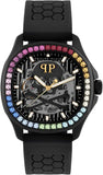 Philipp Plein Skeleton Spectre Black Dial Black Silicone Strap Watch for Men - PWRAA1023 Authentic Buy Shop Now