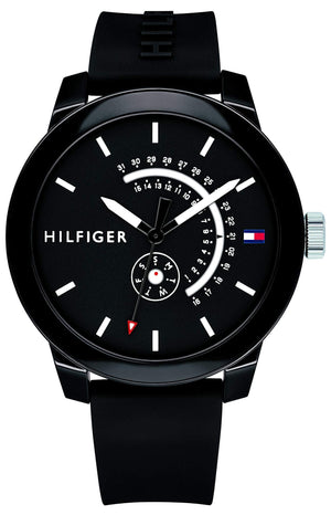 Tommy Hilfiger Denim Quartz Black Dial Black Rubber Strap Watch for Men - 1791483 Authentic Buy Shop Now