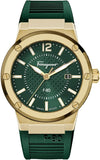 Salvatore Ferragamo F-80 Classic Green Dial Green Rubber Strap Watch for Men - SFHY02022 Authentic Buy Shop Now