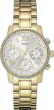 Guess Mini Sunrise Diamonds Silver Dial Gold Steel Strap Watch for Women - W0623L3 Authentic Buy Shop Now