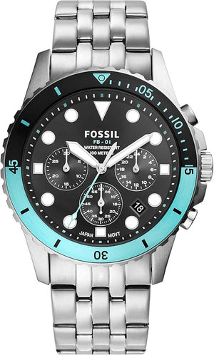 Fossil FB-01 Chronograph Black Dial Silver Steel Strap Watch for Men - FS5827 Authentic Buy Shop Now