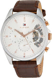 Tommy Hilfiger Baker Chronograph White Dial Brown Leather Strap Watch For Men - 1710450 Authentic Buy Shop Now