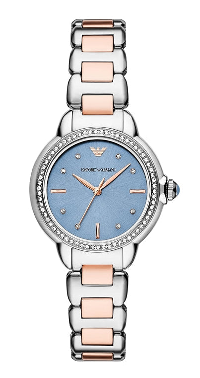 Emporio Armani Three Hand Blue Dial Two Tone Steel Strap Watch for Women - AR11597 Authentic Buy Shop Now