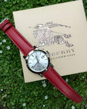 Burberry The City Silver Dial Red Leather Strap Watch for Women - BU9129 Authentic Buy Shop Now