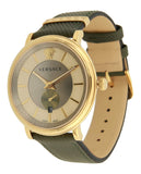 Versace V-Circle Manifesto Gold Dial Black Leather Strap Watch for Men - VBQ030017 Authentic Buy Shop Now
