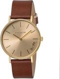 Coach Perry Analog Gold Dial Brown Leather Strap Watch for Women - 14503331-C Authentic Buy Shop Now