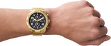 Fossil Bronson Chronograph Black Dial Gold Steel Strap Watch for Men - FS5877 Authentic Buy Shop Now