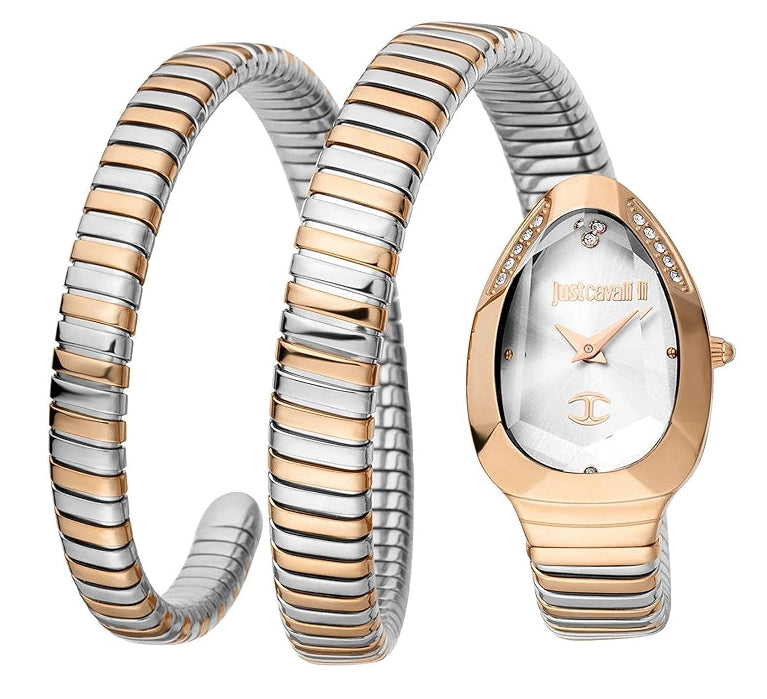 Just Cavalli Glam Evo 4 White Dial Two Tone Steel Strap Watch for Women - JC1L209M0075 Authentic Buy Shop Now