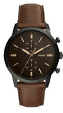 Fossil Townsman Chronograph Black Dial Brown Leather Strap Watch for Men - FS5437 Authentic Buy Shop Now