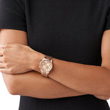 Michael Kors Ritz Chronograph Rose Gold Dial Rose Gold Steel Strap Watch for Women - MK6357 Authentic Buy Shop Now