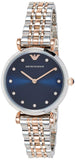 Emporio Armani Gianni T Bar Crystal Blue Dial Two Tone Steel Strap Watch For Women - AR11092 Authentic Buy Shop Now