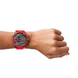 Diesel Mr Daddy 2.0 Chronograph Black Dial Red Silicone Strap Watch For Men - DZ7370 Authentic Buy Shop Now