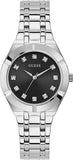 Guess Crystalline Diamonds Black Dial Silver Steel Strap Watch for Women - GW0114L1 Authentic Buy Shop Now