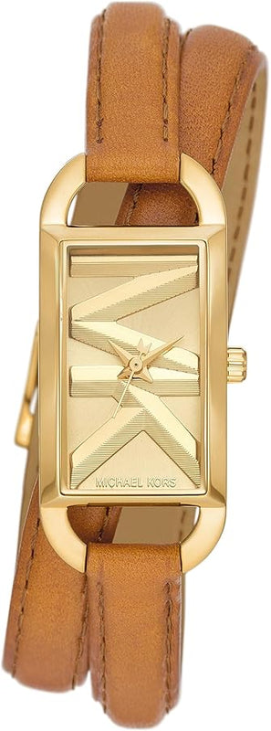 Michael Kors Empire Three Hand Gold Dial Brown Leather Strap Watch for Women - MK4721 Authentic Buy Shop Now