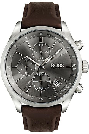 Hugo Boss Skymaster Grey Dial Brown Leather Strap Watch for Men - 1513787 Authentic Buy Shop Now